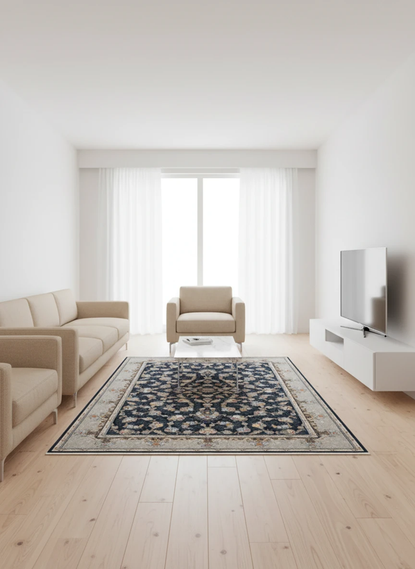 فرش افشان رز سرمه ای