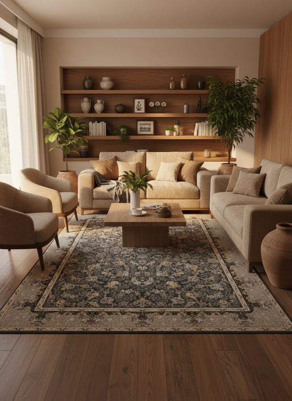 فرش افشان رز دودی