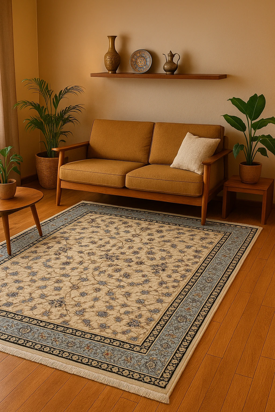 فرش 700 شانه افشان باغ رز بژ