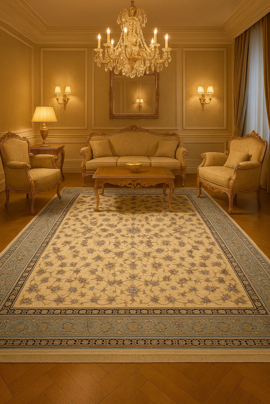 فرش 700 شانه افشان باغ رز بژ