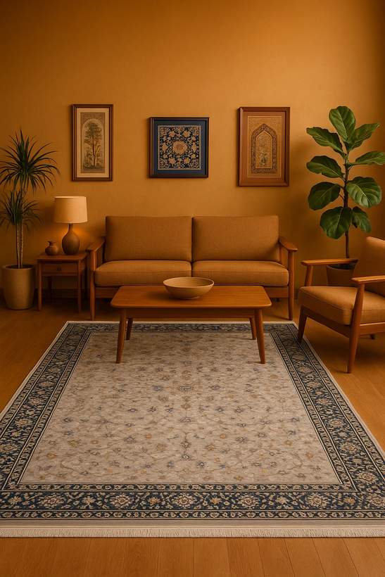 فرش 700 شانه افشان باغ رز نقره ای