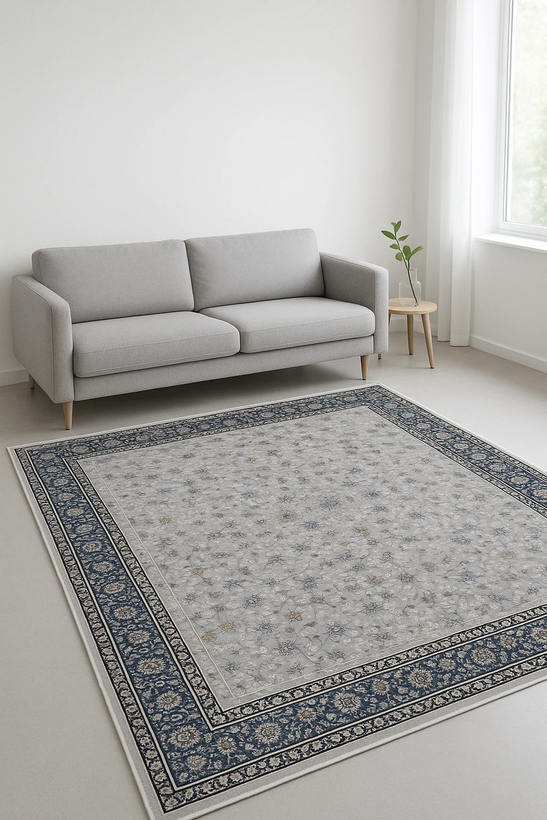 فرش 700 شانه افشان باغ رز نقره ای