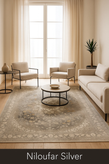 فرش نیلوفر نقره ای