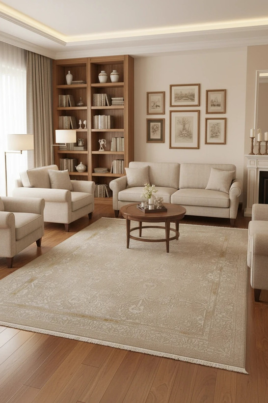 فرش افشان دایان| رنگ سیلور و گلد با نخ آلمانی و بافت بلژیکی