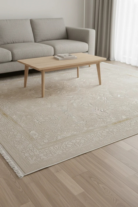 فرش افشان دایان| رنگ سیلور و گلد با نخ آلمانی و بافت بلژیکی