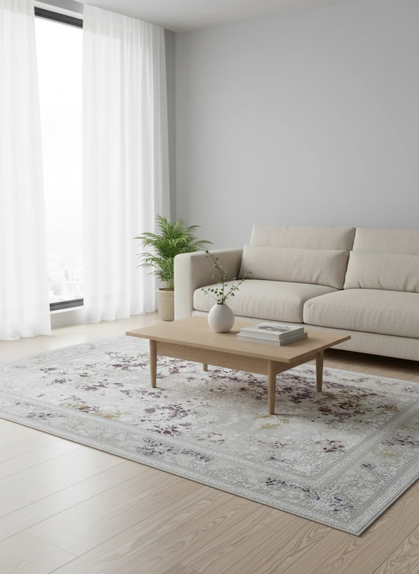 فرش افشان ورسالیس کاشان رنگ نقرهای و بژ، 1200 شانه با نخ آلمانی هیت ست و بافت بلژیکی