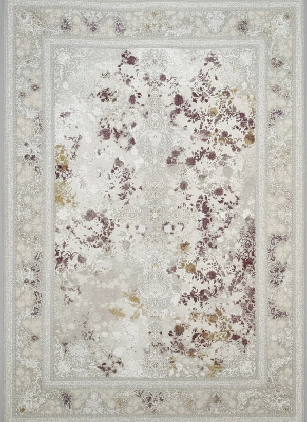 فرش افشان ورسالیس کاشان رنگ نقرهای و بژ، 1200 شانه با نخ آلمانی هیت ست و بافت بلژیکی