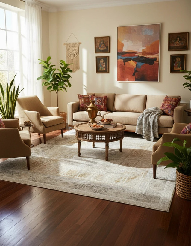 فرش خرنج کاشان رنگ نقرهای و بژ، 1200 شانه با نخ آلمانی هیت ست و بافت بلژیکی