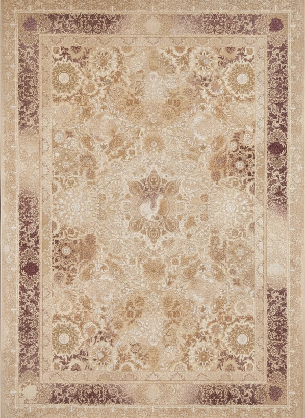 فرش رولکس کاشان رنگ نقرهای و بژ، 1200 شانه با نخ آلمانی هیت ست و بافت بلژیکی