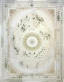 فرش نائین کاشان رنگ نقرهای و بژ، 1200 شانه با نخ آلمانی هیت ست و بافت بلژیکی